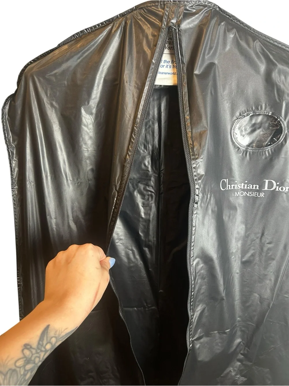 Vintage Christian Dior Monsieur Garment Bag Black Travel Protector Suit Cover
